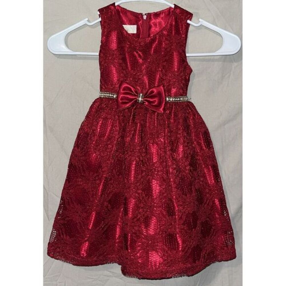 American Princess  Lined Red Burgundy  Christmas ,‎ Pageant Dress Size 2T